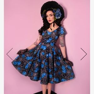 Micheline Pitt vanity spiderweb dress with blue roses